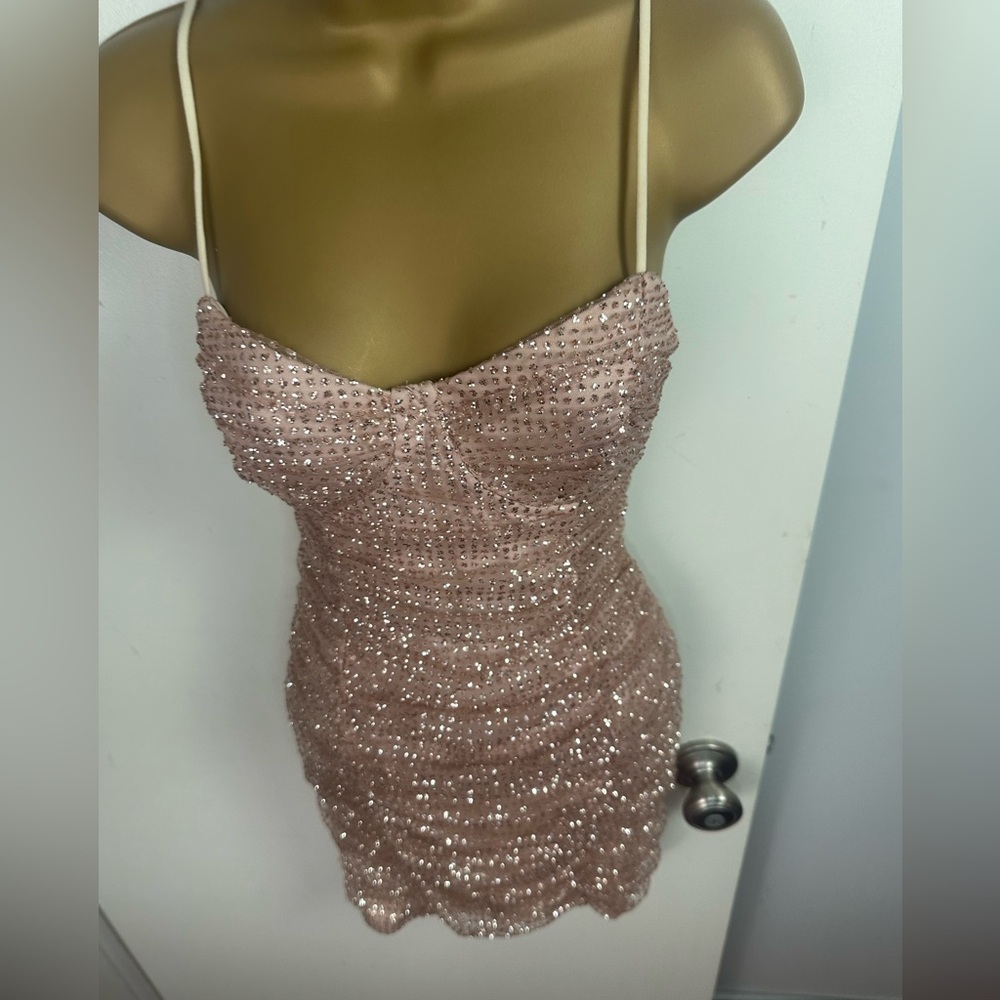 Hello Molly Blush Pink Sequin Mini Dress - Picture 5 of 16